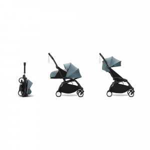 Poussette complète yoyo 3 châssis noir pack 0+ et 6+ aqua Stokke