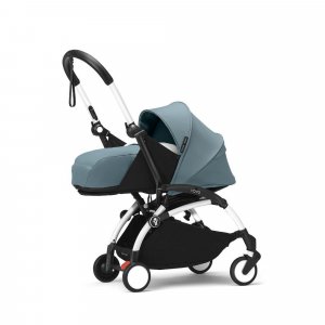 Poussette complète yoyo 3 châssis blanc pack 0+ et 6+ aqua Stokke