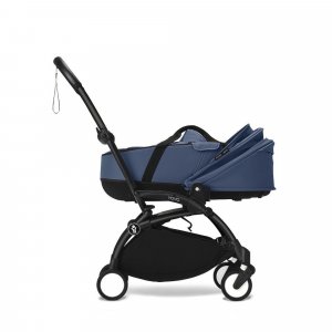 Poussette duo yoyo 3 - châssis noir pack 6+ et nacelle bleu air france Stokke