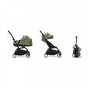 Poussette duo yoyo 3 - châssis noir pack 6+ et nacelle olive Stokke