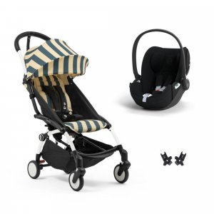 Poussette duo yoyo 3 pack 6+ et siège auto cloud t plus black - chassis blanc - monaco Stokke
