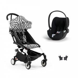 Poussette duo yoyo 3 pack 6+ et siège auto cloud t plus black - chassis blanc - zebra Stokke