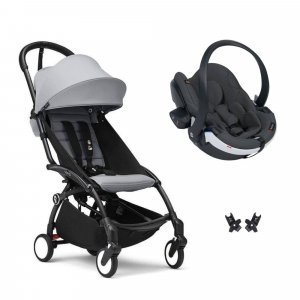 Poussette duo yoyo 3 - châssis noir pack 6+ et siège auto izi go modular x2 by besafe stone Stokke