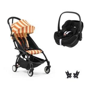 Poussette duo yoyo 3 pack 6+ et siège auto pebble 360 pro² - chassis noir - capri Stokke