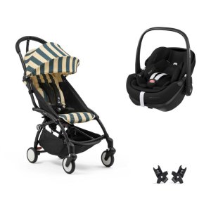 Poussette duo yoyo 3 pack 6+ et siège auto pebble 360 pro² - chassis noir - monaco Stokke