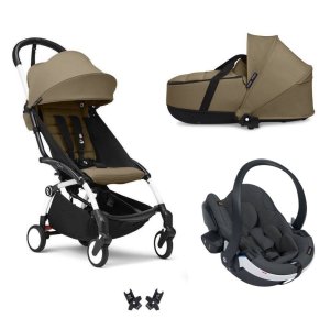 Poussette trio yoyo 3 - châssis blanc pack 6+ siège auto izi go modular x2 by besafe + nacelle toffee Stokke