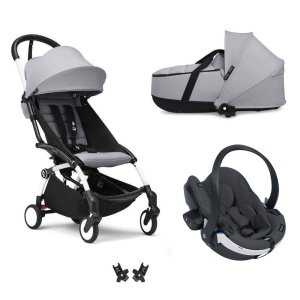 Poussette trio yoyo 3 - châssis blanc pack 6+ siège auto izi go modular x2 by besafe + nacelle stone Stokke