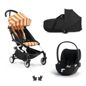 Poussette trio yoyo 3 pack 6+ + siège auto cloud t plus black + nacelle yoyo - châssis blanc - capri / noir Stokke