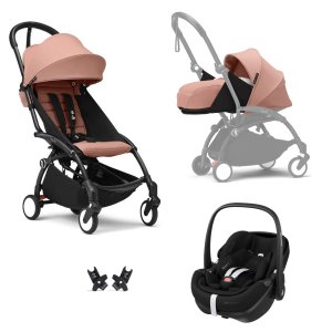 Poussette trio yoyo 3 pack 0+ & 6+ et siège auto pebble 360 pro² black - châssis noir - ginger Stokke