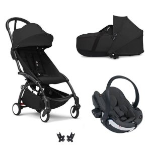 Poussette trio yoyo 3 - châssis noir pack 6+ siège auto izi go modular x2 by besafe + nacelle noir Stokke