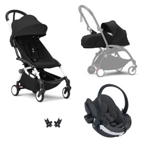 Poussette trio yoyo 3 - châssis blanc pack 0+ & 6+ noir + siège auto izi go modular x2 by besafe Stokke