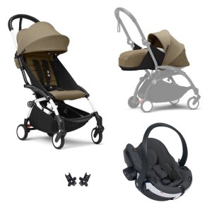 Poussette trio yoyo 3 - châssis blanc pack 0+ & 6+ toffee + siège auto izi go modular x2 by besafe Stokke