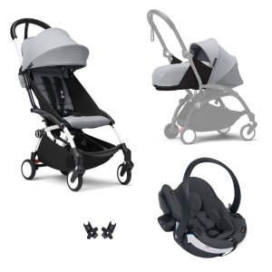 Poussette trio yoyo 3 - châssis blanc pack 0+ & 6+ stone + siège auto izi go modular x2 by besafe Stokke
