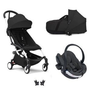 Poussette trio yoyo 3 - châssis blanc pack 6+ siège auto izi go modular x2 by besafe + nacelle noir Stokke