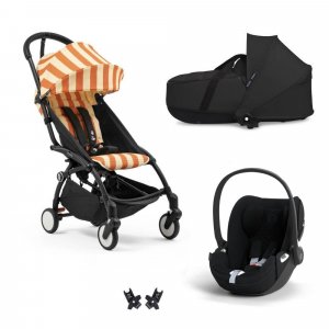 Poussette trio yoyo 3 pack 6+ + siège auto cloud t plus black + nacelle yoyo - châssis noir - capri / noir Stokke