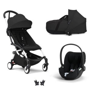Poussette trio yoyo 3 pack 6+ + siège auto cloud t plus black + nacelle yoyo - châssis blanc - noir Stokke