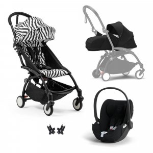 Poussette trio yoyo 3 pack 0+ & 6+ + siège auto cloud t plus black - châssis noir - zebra / noir Stokke