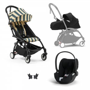 Poussette trio yoyo 3 pack 0+ & 6+ + siège auto cloud t plus black - châssis noir - monaco / noir Stokke