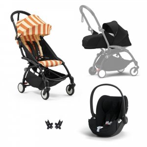 Poussette trio yoyo 3 pack 0+ & 6+ + siège auto cloud t plus black - châssis noir - capri / noir Stokke