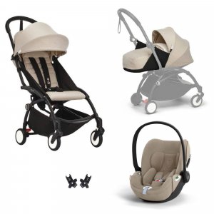 Poussette trio yoyo 3 pack 0+ & 6+ + siège auto cloud t plus beige - châssis noir - bonpoint Stokke