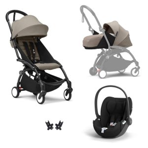 Poussette trio yoyo 3 pack 0+ & 6+ + siège auto cloud t black - châssis noir - taupe Stokke