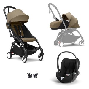 Poussette trio yoyo 3 pack 0+ & 6+ + siège auto cloud t black - châssis noir - toffee Stokke