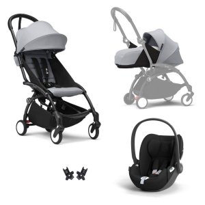 Poussette trio yoyo 3 pack 0+ & 6+ + siège auto cloud t black - châssis noir - stone Stokke