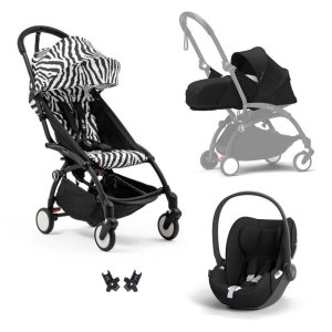 Poussette trio yoyo 3 pack 0+ & 6+ + siège auto cloud t black - châssis noir - zebra / noir Stokke