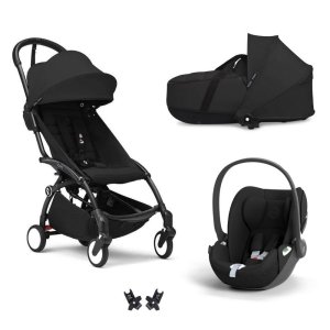 Poussette trio yoyo 3 + siège auto cloud t black + nacelle - châssis noir - noir Stokke