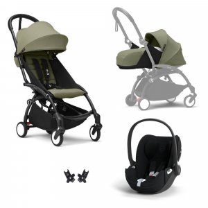 Poussette trio yoyo 3 pack 0+ & 6+ + siège auto cloud t plus black - châssis noir - olive Stokke