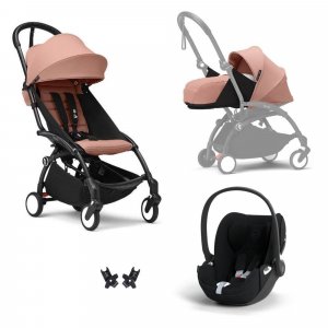 Poussette trio yoyo 3 pack 0+ & 6+ + siège auto cloud t plus black - châssis noir - ginger Stokke
