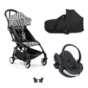 Poussette trio yoyo 3 - châssis noir pack 6+ siège auto izi go modular x2 by besafe + nacelle zebra / noir Stokke