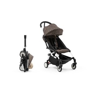 Poussette trio yoyo 3 pack 6+ et siège auto pebble 360 pro² + nacelle yoyo - chassis blanc - leopard / noir Stokke