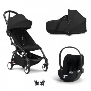 Poussette trio yoyo 3 pack 6+ + siège auto cloud t plus black + nacelle yoyo - châssis noir - noir Stokke