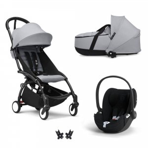 Poussette trio yoyo 3 pack 6+ + siège auto cloud t plus black + nacelle yoyo - châssis noir - stone Stokke