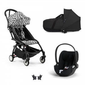 Poussette trio yoyo 3 pack 6+ + siège auto cloud t plus black + nacelle yoyo - châssis noir - zebra / noir Stokke