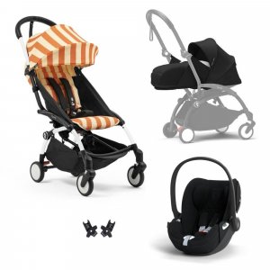 Poussette trio yoyo 3 pack 0+ & 6+ + siège auto cloud t plus black - châssis blanc - capri / noir Stokke