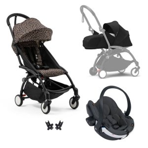 Poussette trio yoyo 3 - châssis noir pack 0+ & 6+ léopard / noir + siège auto izi go modular x2 by besafe Stokke