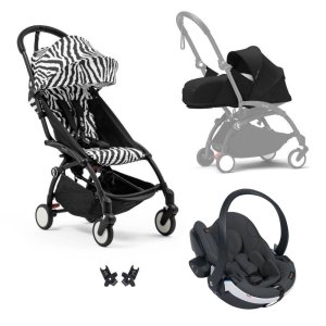 Poussette trio yoyo 3 - châssis noir pack 0+ & 6+ zebra / noir + siège auto izi go modular x2 by besafe Stokke