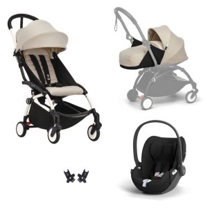 Poussette trio yoyo 3 pack 0+ & 6+ + siège auto cloud t black - châssis blanc - bonpoint Stokke