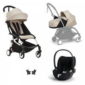 Poussette trio yoyo 3 pack 0+ & 6+ + siège auto cloud t plus black - châssis blanc - bonpoint Stokke