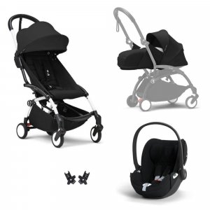 Poussette trio yoyo 3 pack 0+ & 6+ + siège auto cloud t plus black - châssis blanc - noir Stokke