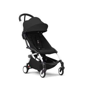Poussette trio yoyo 3 pack 0+ & 6+ + siège auto cloud t black - châssis blanc - noir Stokke