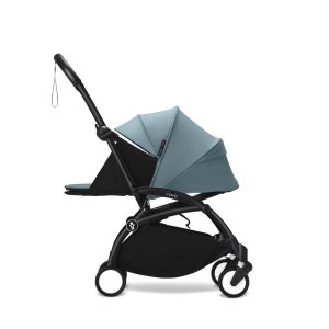 Poussette trio yoyo 3 pack 0+ & 6+ + siège auto cloud t black - châssis blanc - aqua Stokke