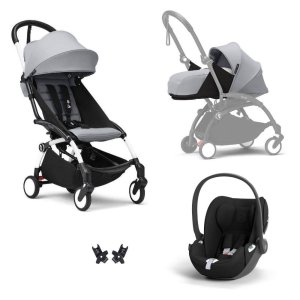 Poussette trio yoyo 3 pack 0+ & 6+ + siège auto cloud t black - châssis blanc - stone Stokke