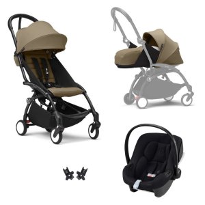 Poussette trio yoyo 3 pack 0+ & 6+ et siège auto aton b2 black - châssis noir - toffee Stokke