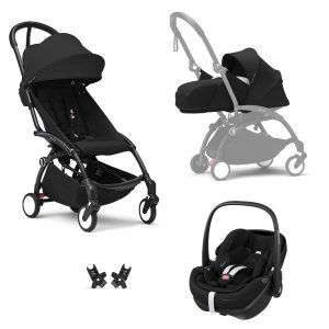 Poussette trio yoyo 3 pack 0+ & 6+ et siège auto pebble 360 pro² black - châssis noir - noir Stokke
