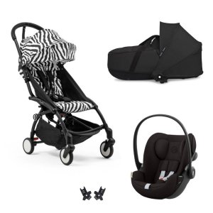 Poussette trio yoyo 3 pack 6+ et siège auto cloud g black + nacelle yoyo - chassis noir - zebra / noir Stokke