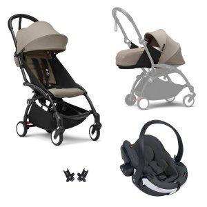Poussette trio yoyo 3 - châssis noir pack 0+ & 6+ taupe + siège auto izi go modular x2 by besafe Stokke