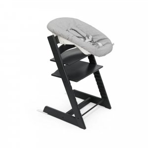 Pack chaise haute tripp trapp hêtre black + newborn set gris Stokke